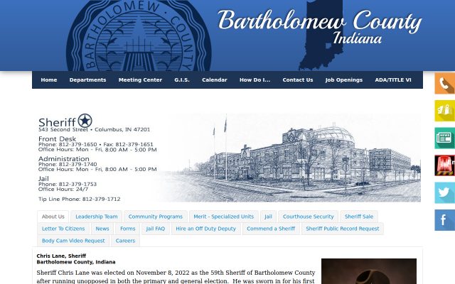 Screenshot of Bartholomew County Jail website