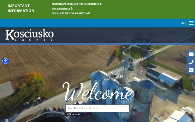 Screenshot of Kosciusko County Jail website