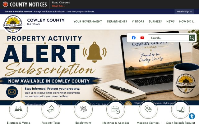 Screenshot of Cowley County Jail website