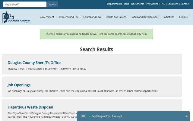 Screenshot of Douglas County Correctional Facility website