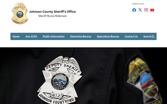 Screenshot of Johnson County Adult Detention Center website