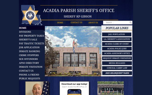Screenshot of Ascension Parish Jail website