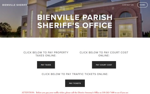 Screenshot of Bienville Parish Detention Center website