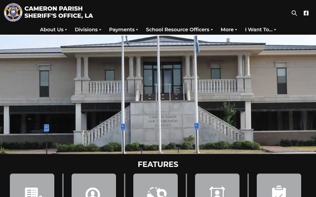 Screenshot of Cameron Parish Jail (Cameron Parish Sheriff's Office) website