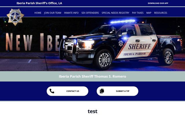 Screenshot of Iberia Parish Jail website