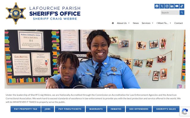 Screenshot of Lafourche Parish Detention Center website