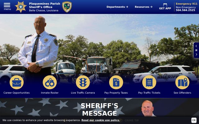 Screenshot of Plaquemines Parish Detention Center website