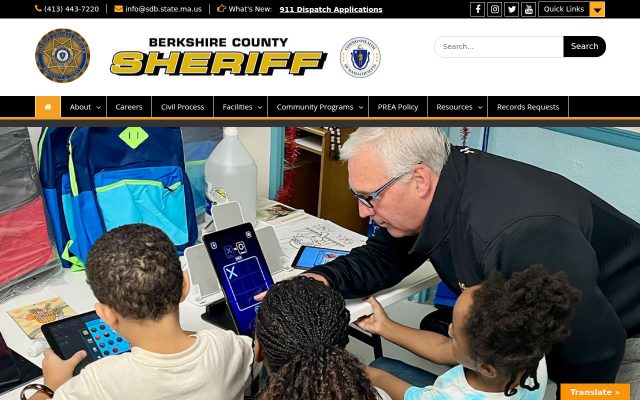 Screenshot of Berkshire County House of Correction website