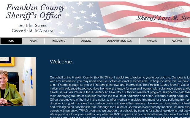 Screenshot of Franklin County House of Correction website
