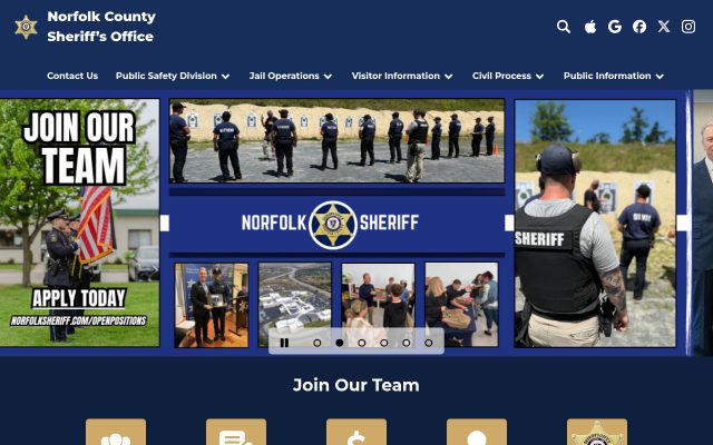 Screenshot of Norfolk County Correctional Center website