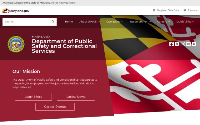 Screenshot of Baltimore Central Booking and Intake Center website