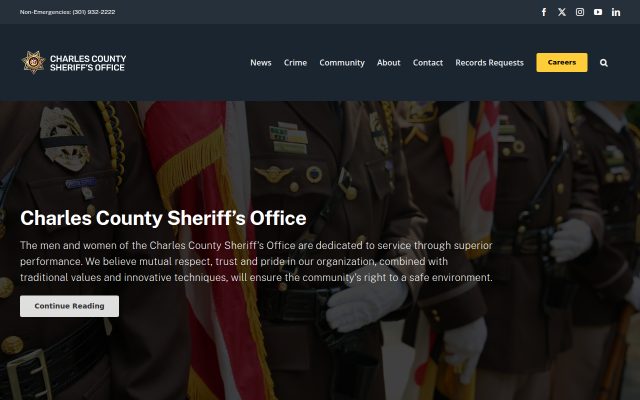 Screenshot of Charles County Detention Center website
