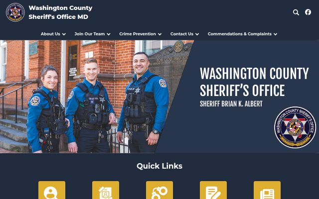 Screenshot of Washington County Detention Center website
