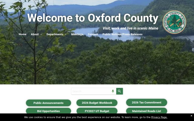 Screenshot of Oxford County Jail website