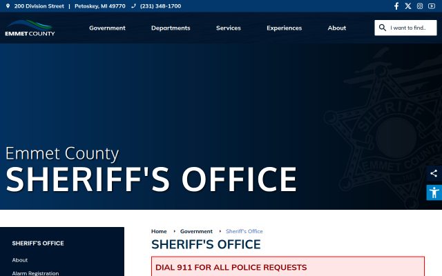 Screenshot of Emmet County Jail website