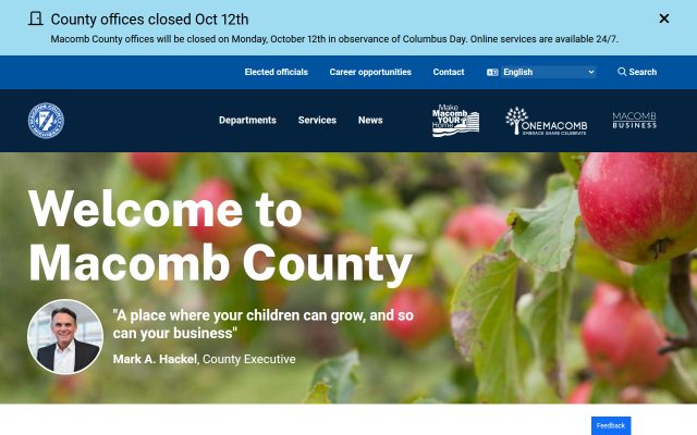 Screenshot of Macomb County Jail website