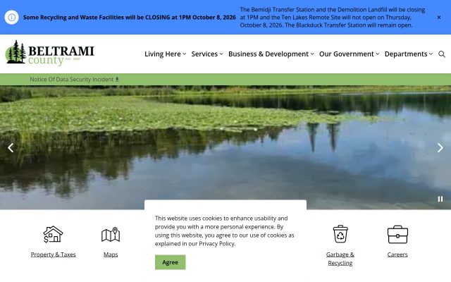 Screenshot of Beltrami County Jail website