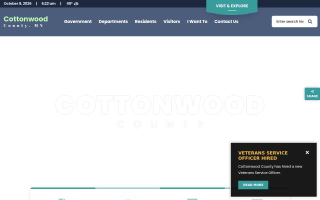 Screenshot of Cottonwood County Jail website
