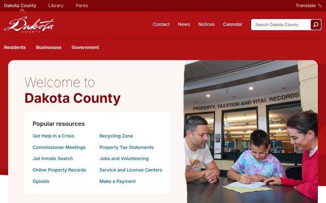 Screenshot of Dakota County Jail website