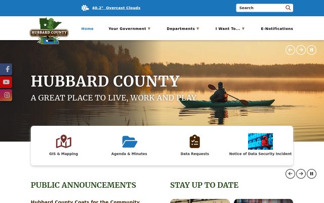 Screenshot of Hubbard County Jail website