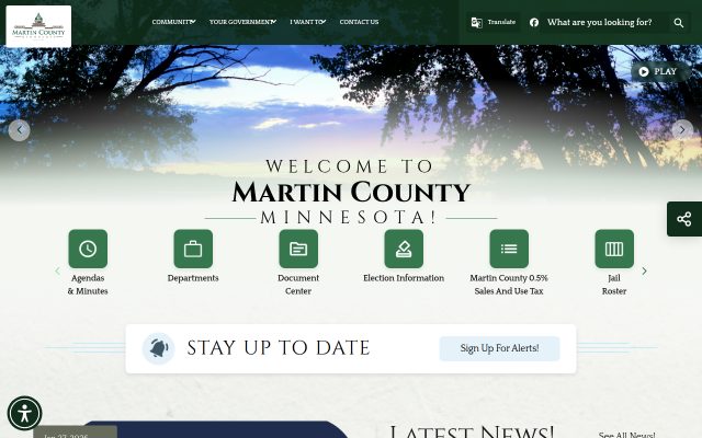 Screenshot of Martin County Jail website