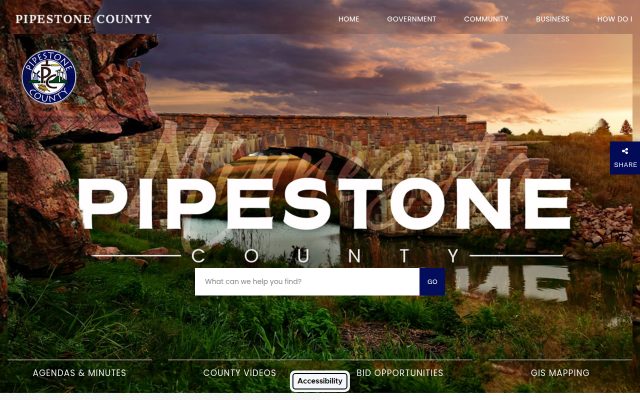 Screenshot of Pipestone County Jail website