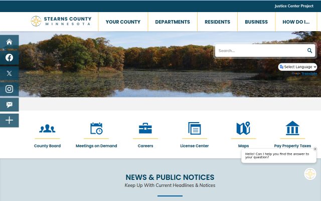 Screenshot of Stearns County Jail website