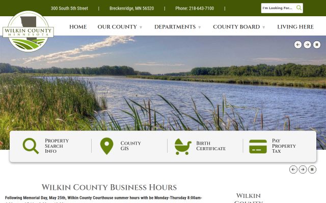 Screenshot of Wilkin County Jail website