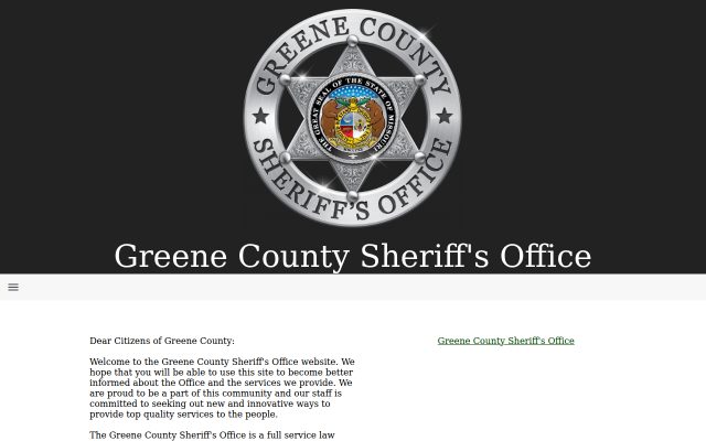 Screenshot of Greene County Jail website