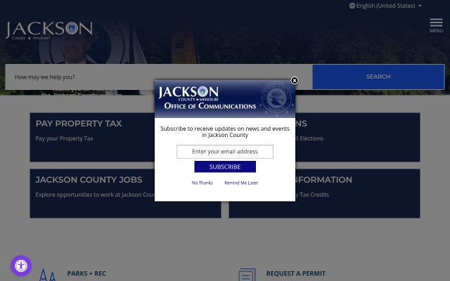 Screenshot of Jackson County Detention Center website