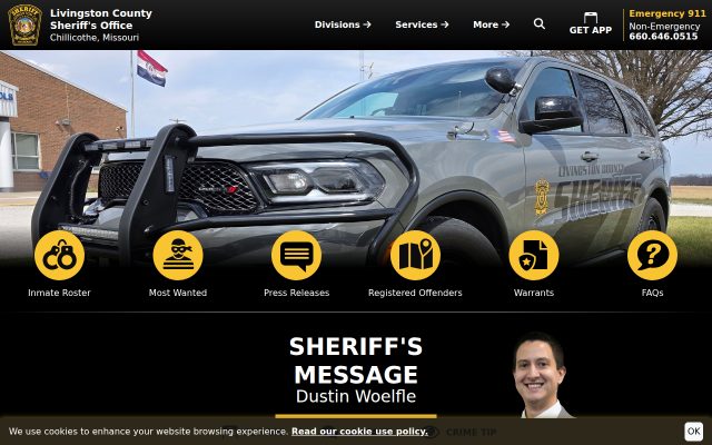 Screenshot of Livingston County Jail website