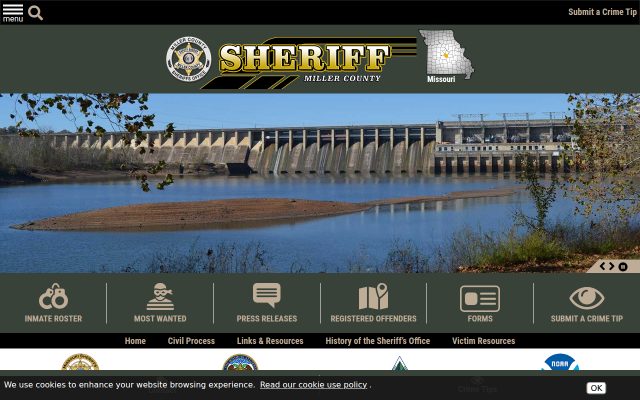 Screenshot of Miller County Jail website