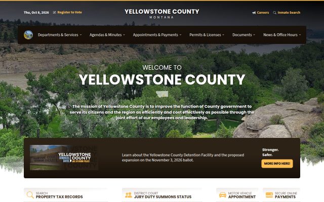 Screenshot of Yellowstone County Detention Facility website
