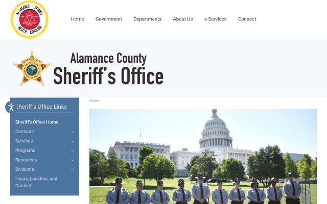 Screenshot of Alamance County Detention Center website