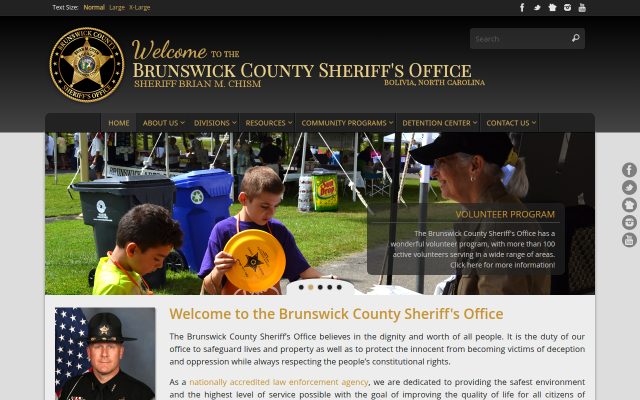 Screenshot of Brunswick County Detention Center website
