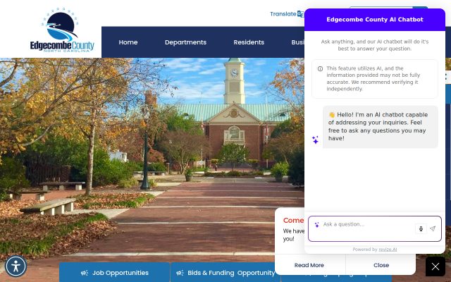 Screenshot of Edgecombe County Detention Center website