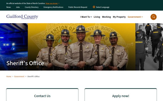 Screenshot of Guilford County Detention Center website