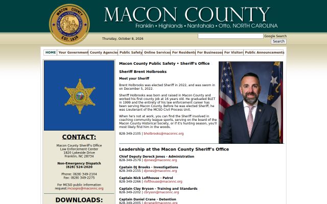 Screenshot of Macon County Detention Center website