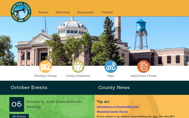 Screenshot of Mountrail County Correctional Center website