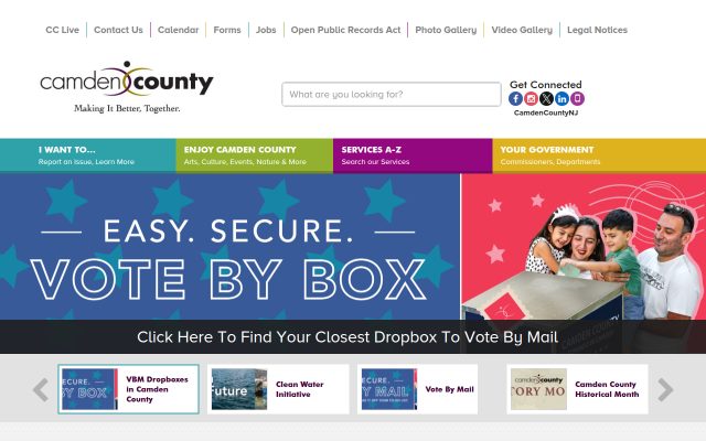 Screenshot of Camden County Correctional Facility website
