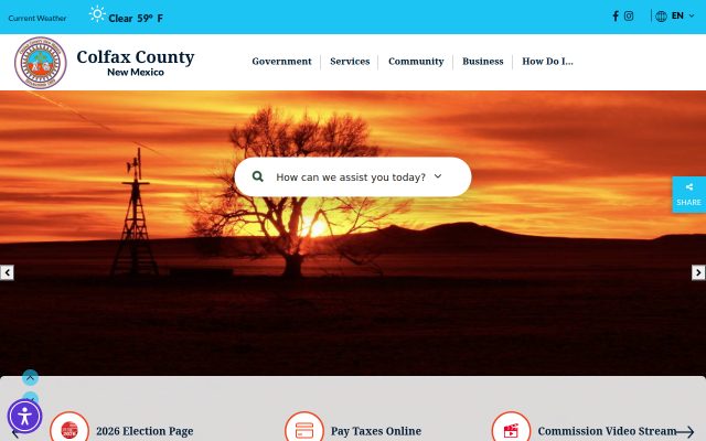 Screenshot of Colfax County Detention Center website
