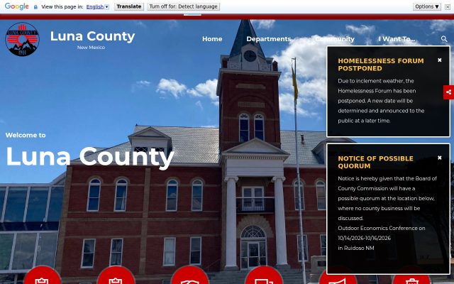 Screenshot of Luna County Detention Center website
