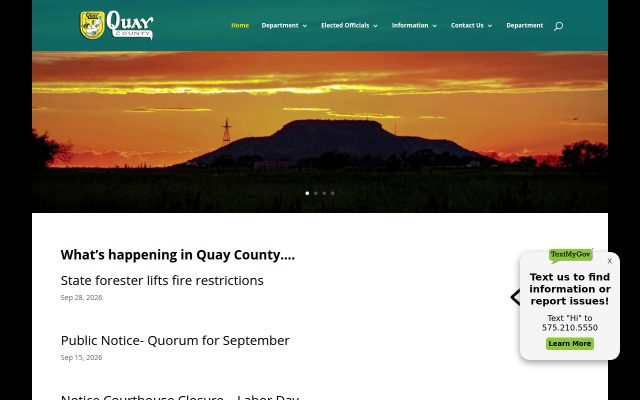 Screenshot of Quay County Detention Center website
