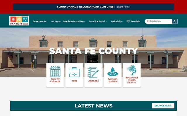 Screenshot of Santa Fe County Adult Detention Facility website