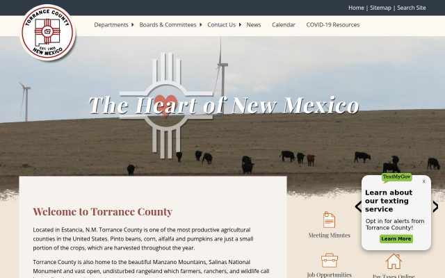 Screenshot of Torrance County Detention Facility website