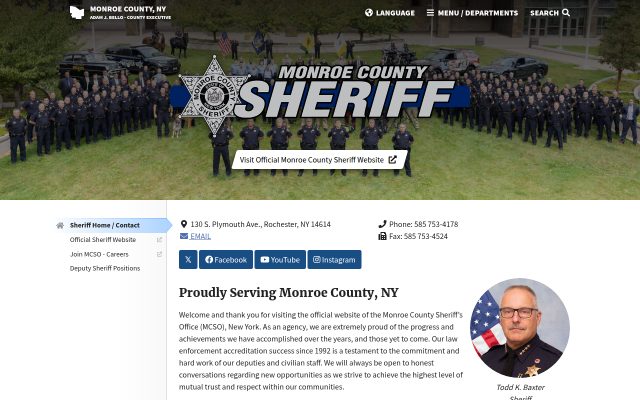 Screenshot of Monroe County Jail website
