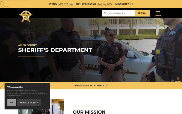Screenshot of Allen County Jail website