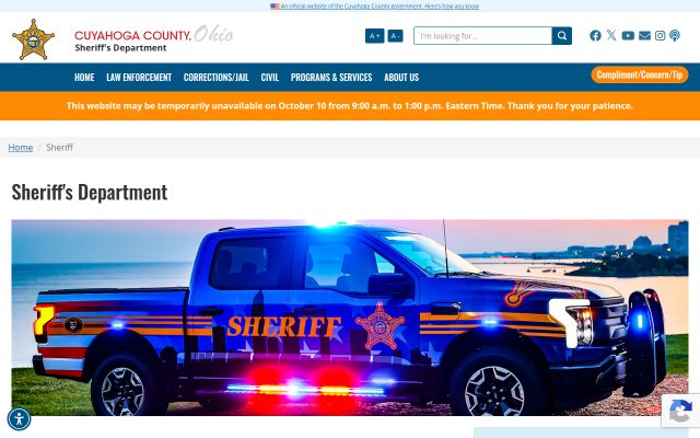 Screenshot of Cuyahoga County Corrections Center website