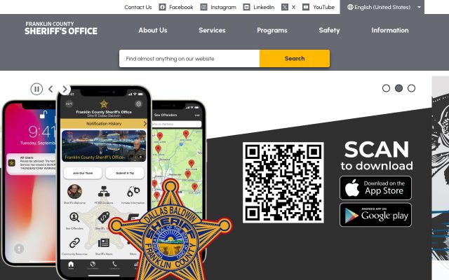 Screenshot of Franklin County Correctional Center website
