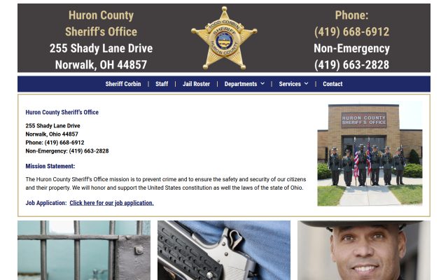 Screenshot of Huron County Jail website